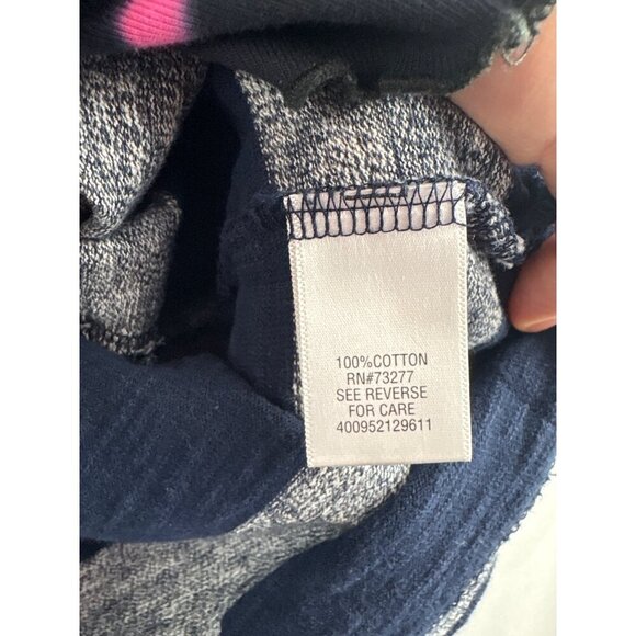 Croft & Barrow Womens Petite Medium Striped Top Navy & Gray 100% Cotton - Picture 5 of 6